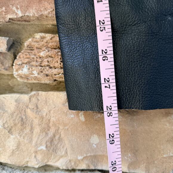 Black Leather side zip/snap motorcycle chaps Women's L Adj. Silver Buckle Waist - Picture 13 of 13